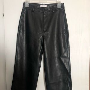 Mango Straight Leg Vegan Leather Pants